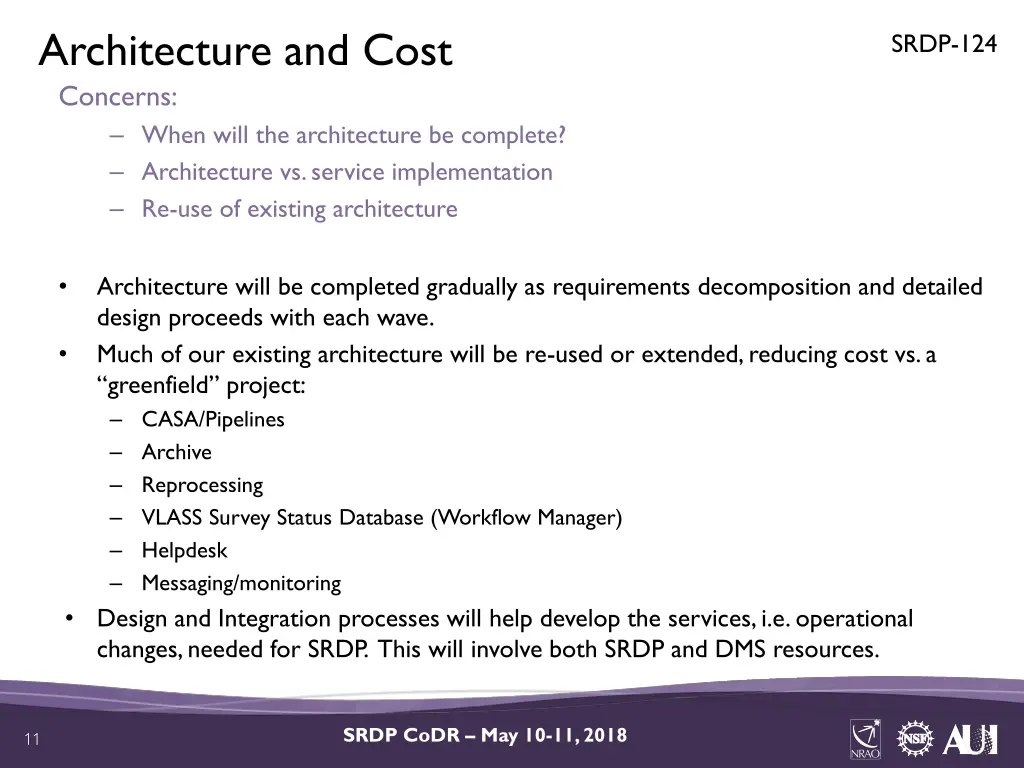 architecture and cost concerns when will