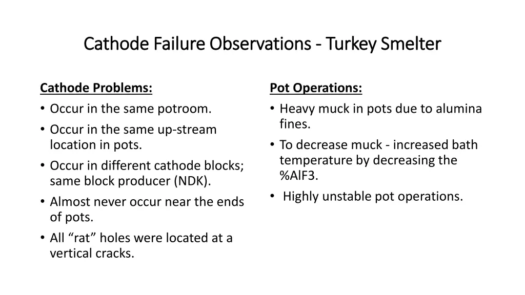 cathode failure observations cathode failure