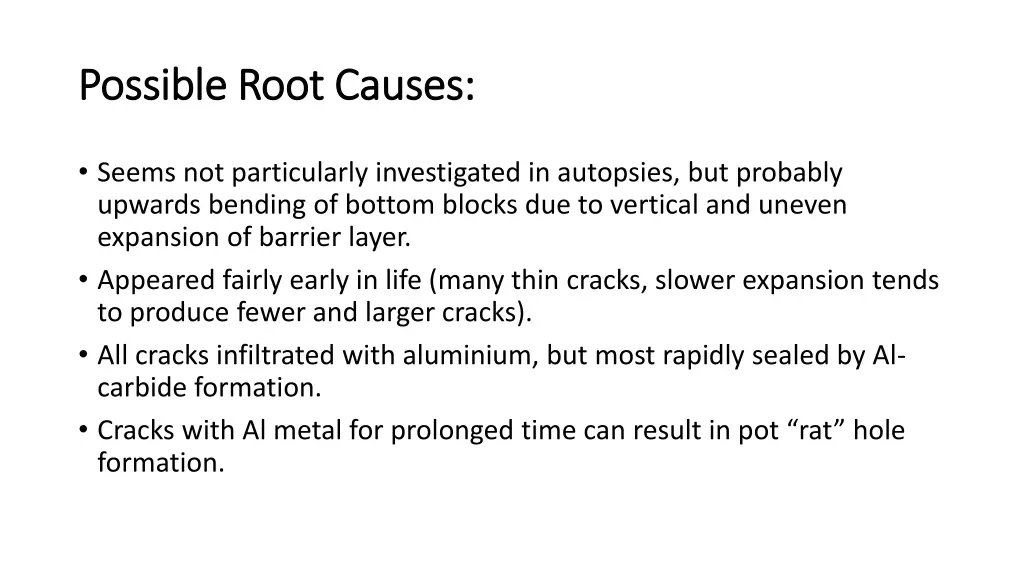 possible root causes possible root causes