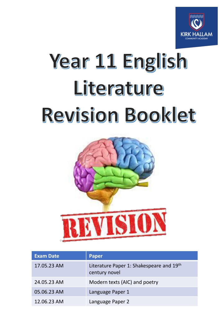 year 11 english literature revision booklet