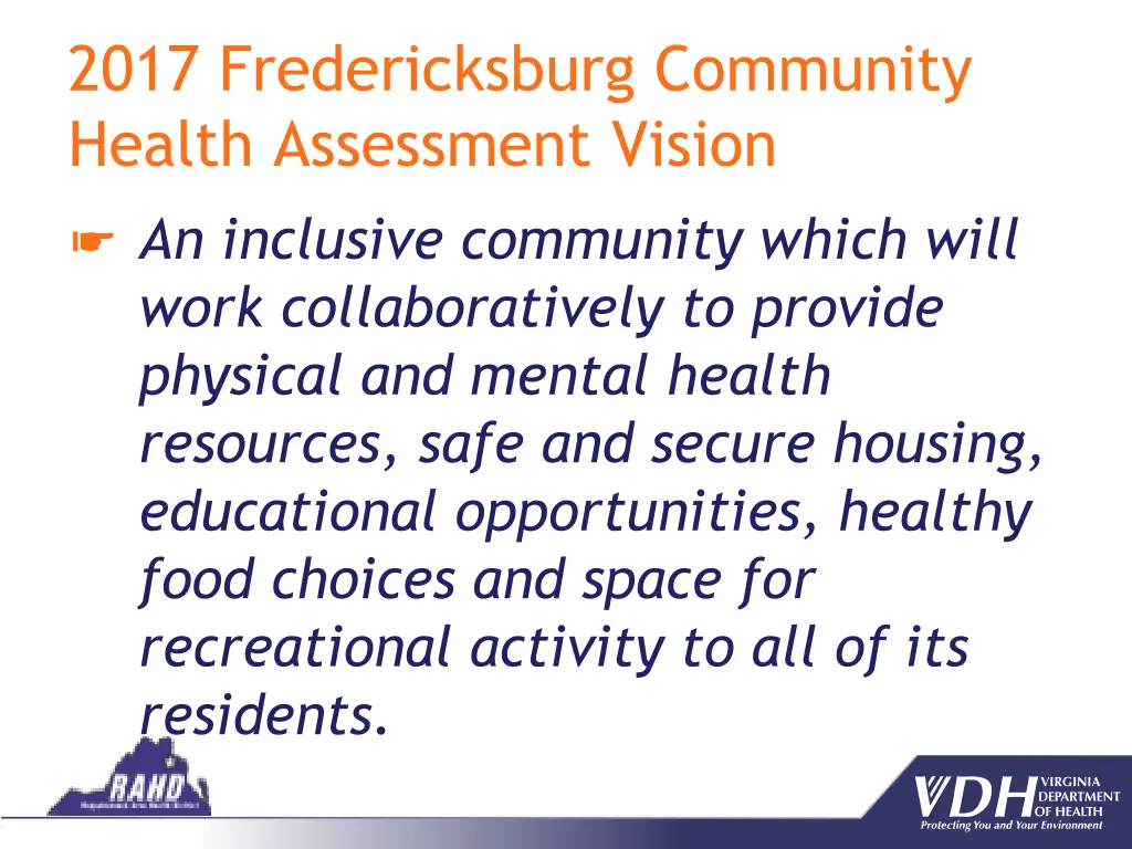 2017 fredericksburg community health assessment