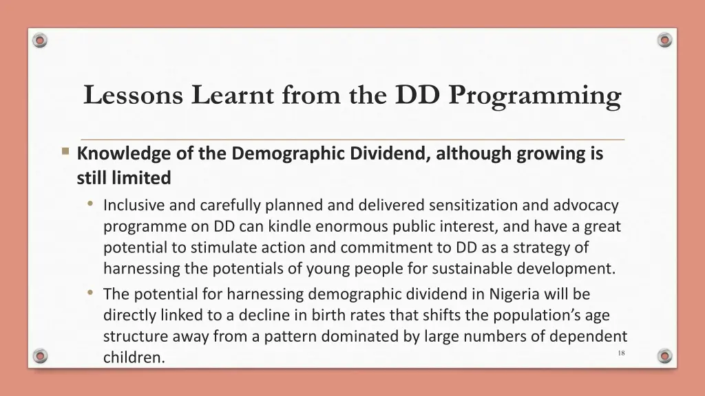 lessons learnt from the dd programming