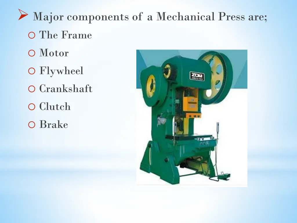 major components of a mechanical press