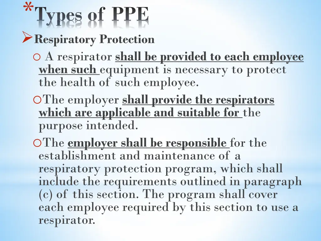 types of ppe 1