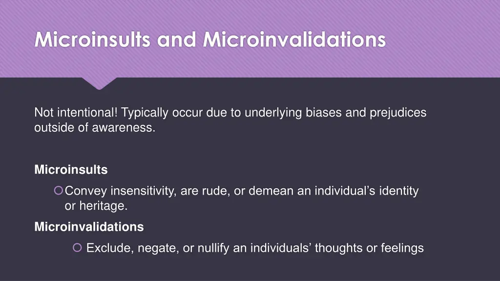 microinsults and microinvalidations