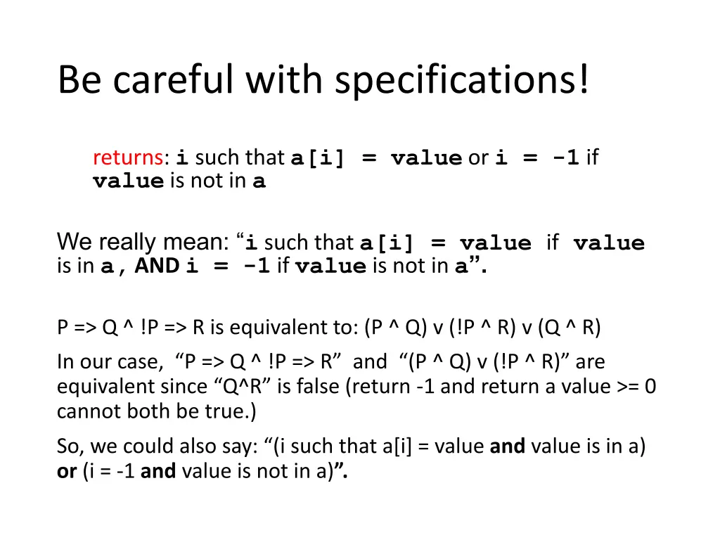 be careful with specifications 1