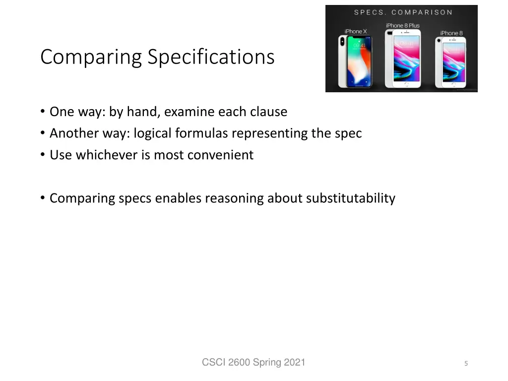 comparing specifications