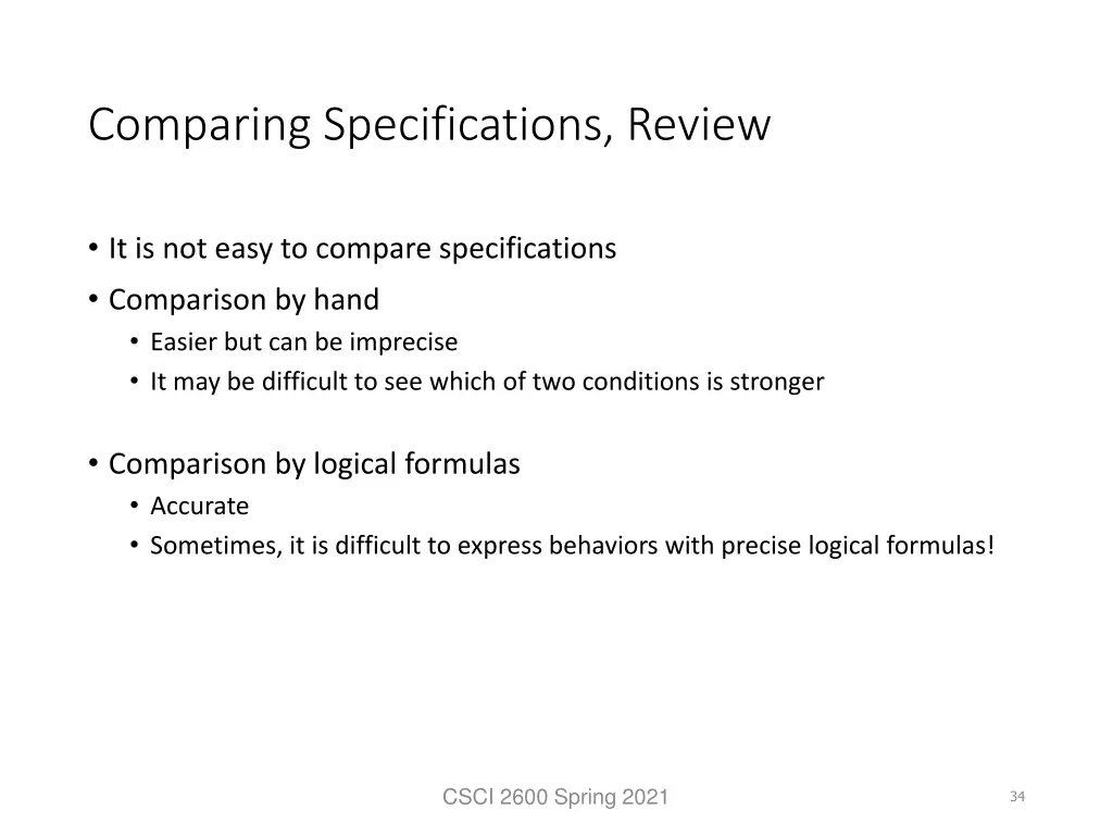 comparing specifications review