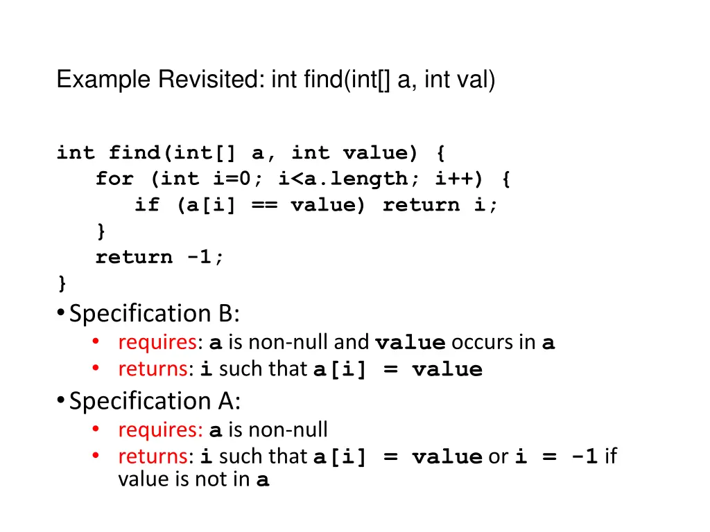 example revisited int find int a int val