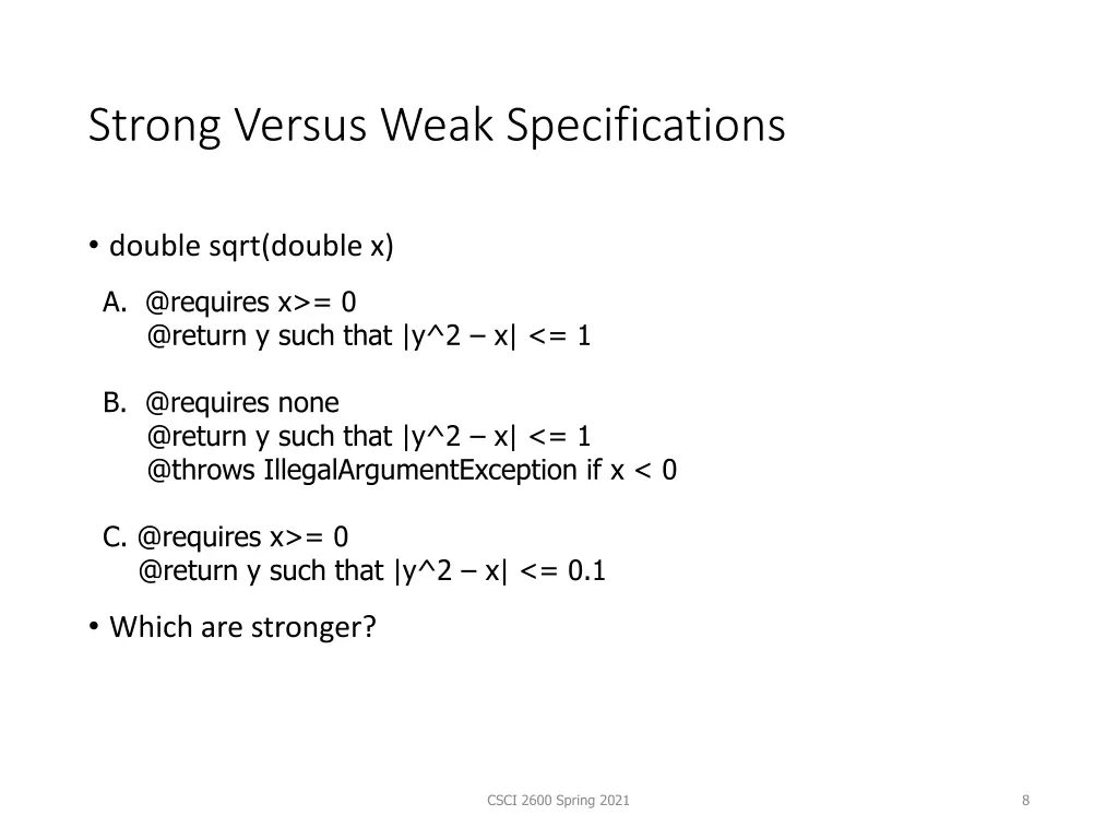 strong versus weak specifications