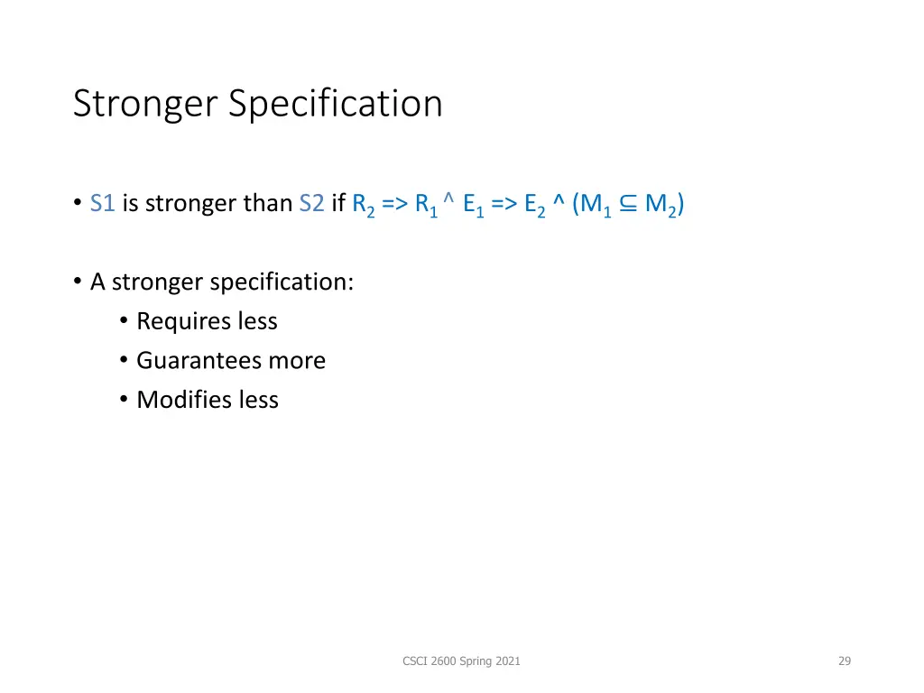 stronger specification 1