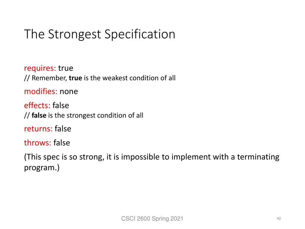 the strongest specification