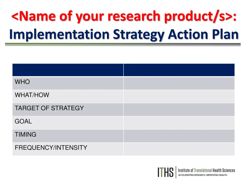 name of your research product s implementation 1