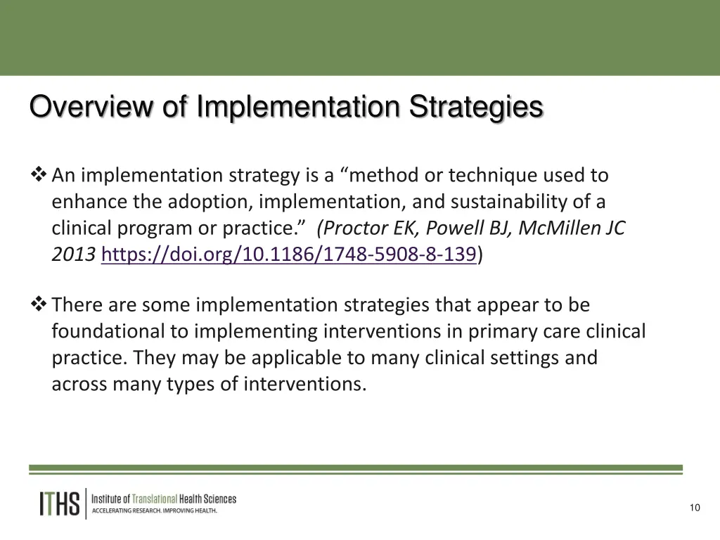 overview of implementation strategies