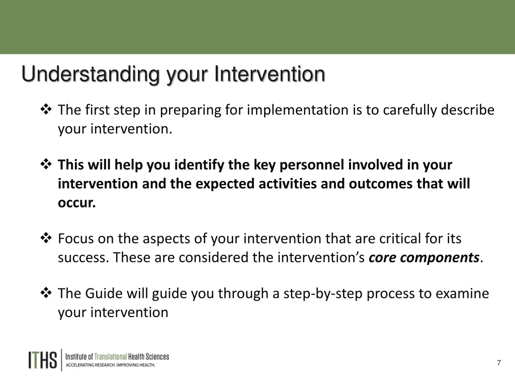 understanding your intervention