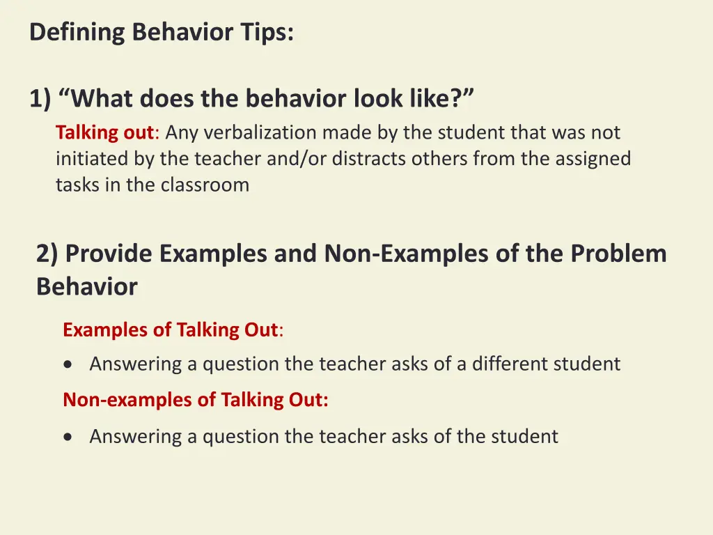 defining behavior tips