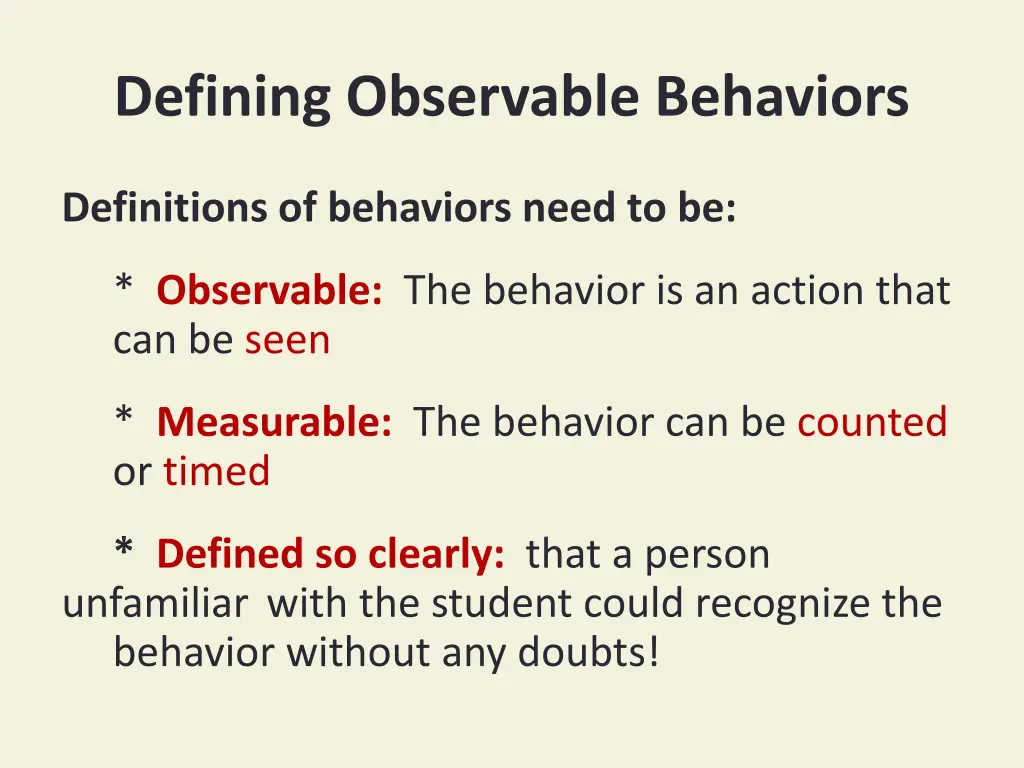 defining observable behaviors