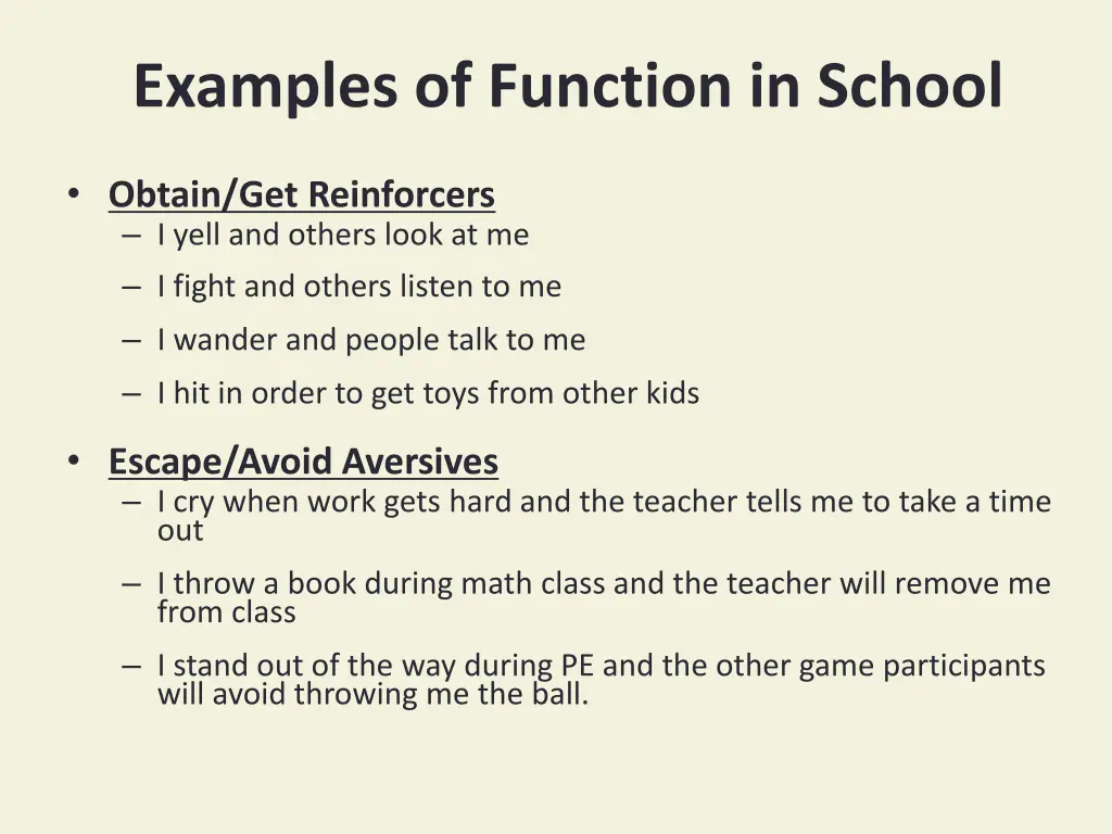 examples of function in school