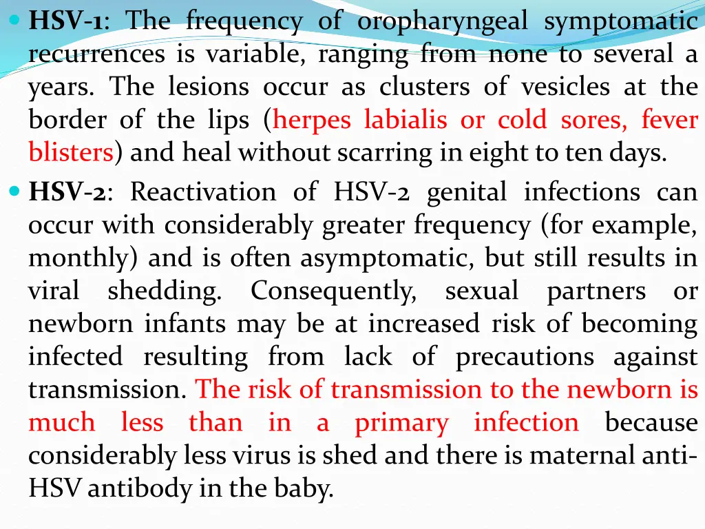 hsv 1 the frequency of oropharyngeal symptomatic