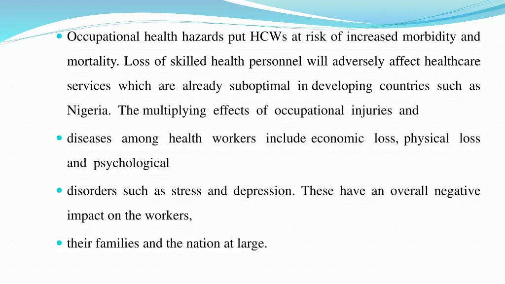 occupational health hazards put hcws at risk