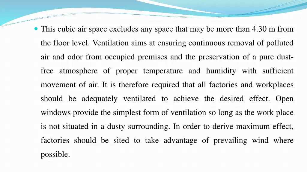 this cubic air space excludes any space that