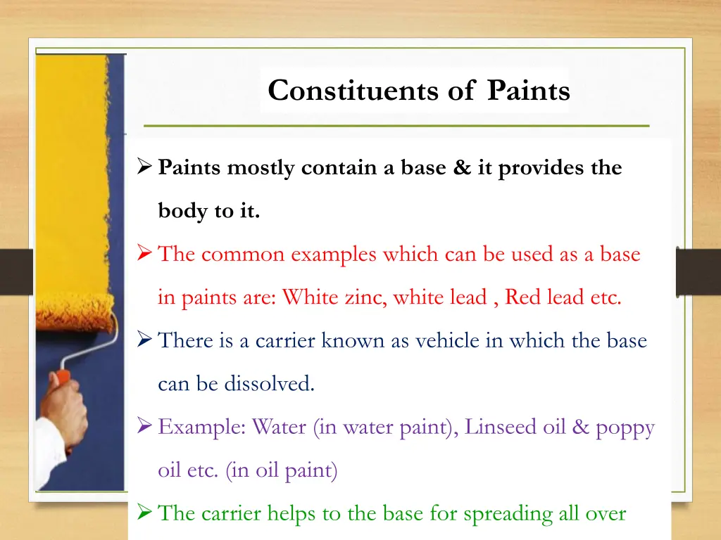 constituents of paints