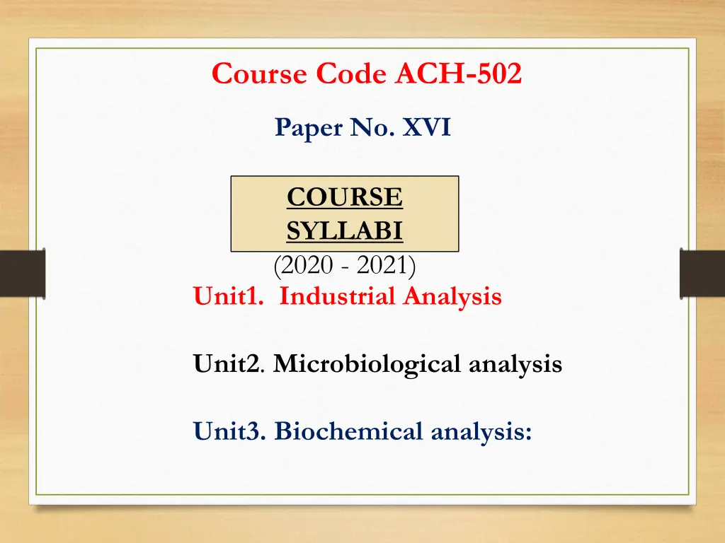 course code ach 502