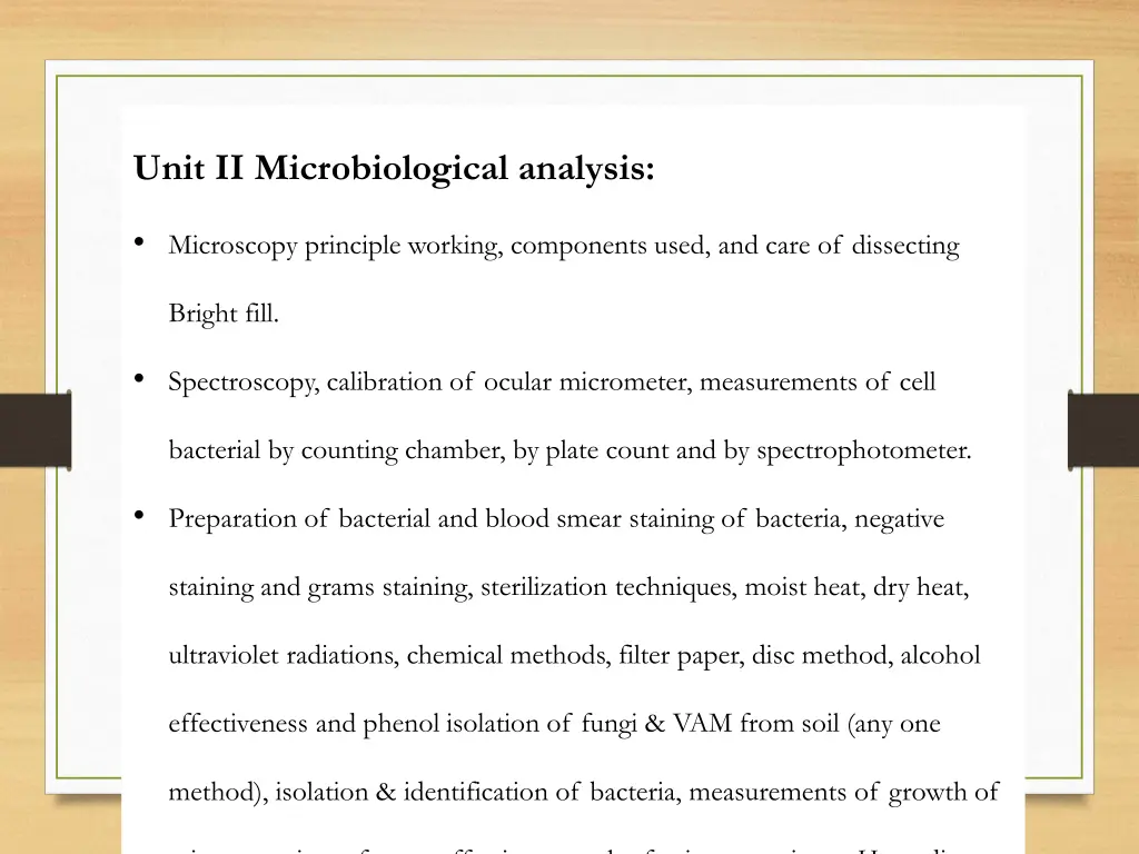 unit ii microbiological analysis