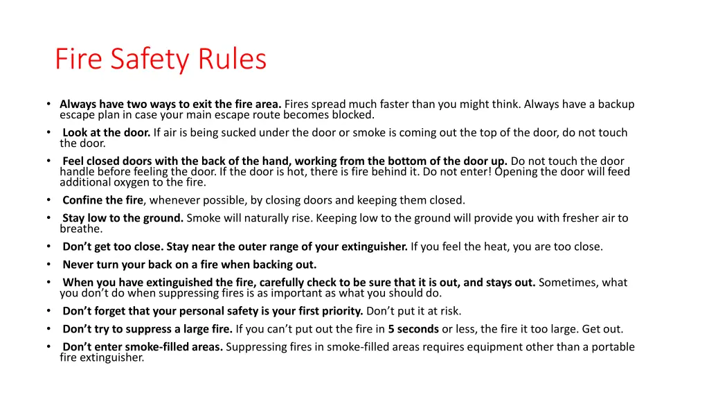 fire safety rules