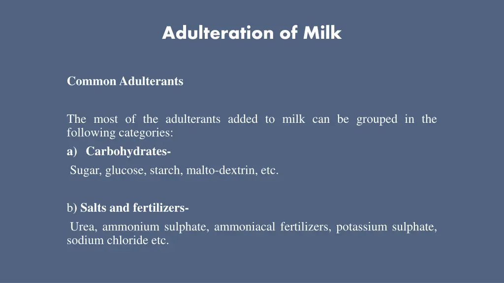 adulteration of milk