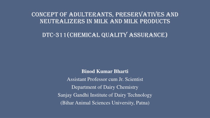 concept of adulterants preservatives