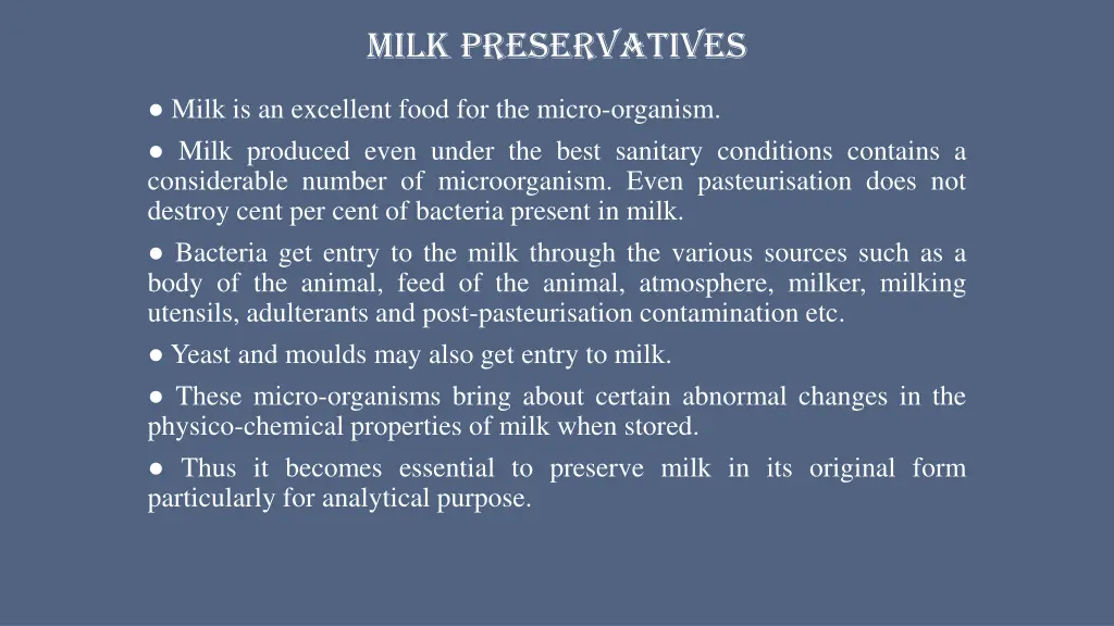 milk preservatives