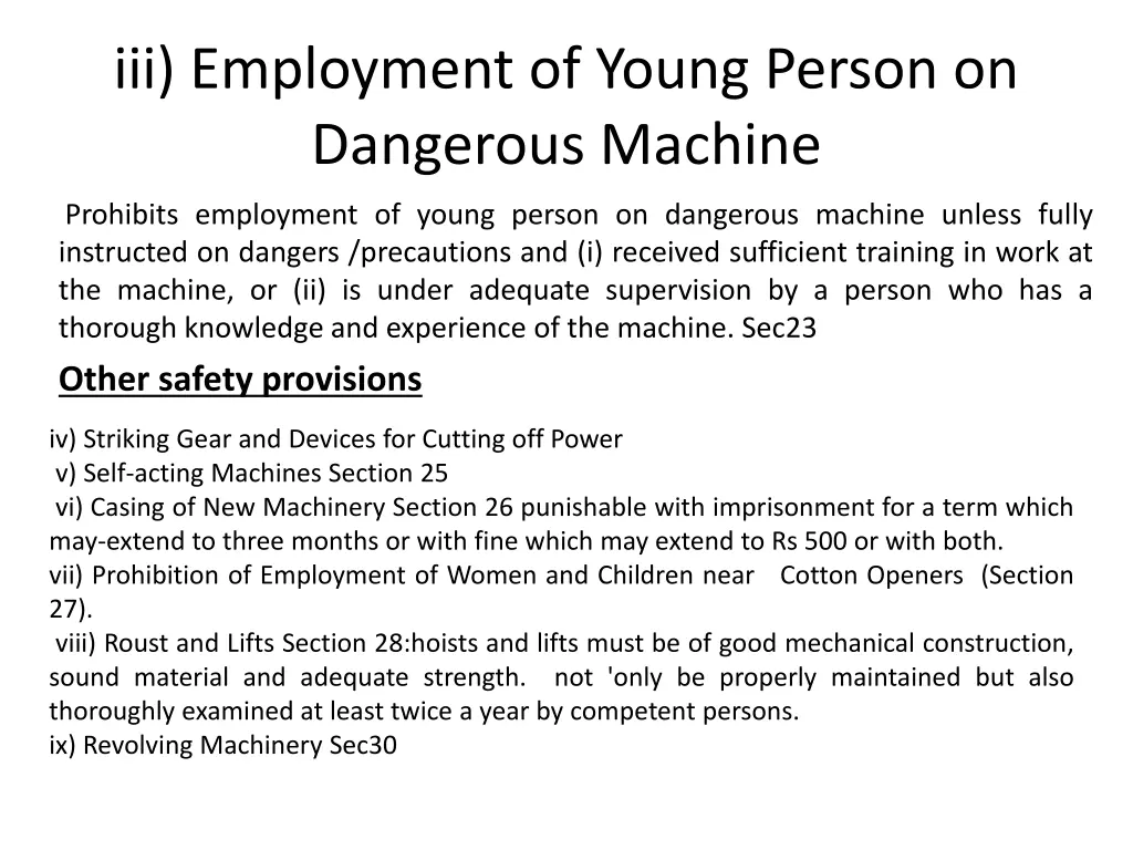 iii employment of young person on dangerous