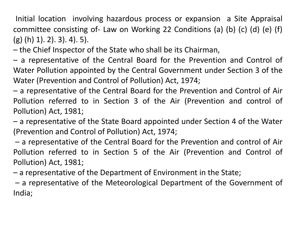 initial location involving hazardous process