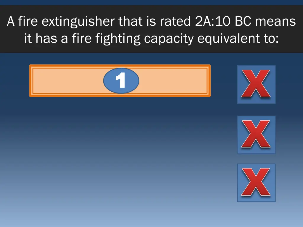 a fire extinguisher that is rated 2a 10 bc means