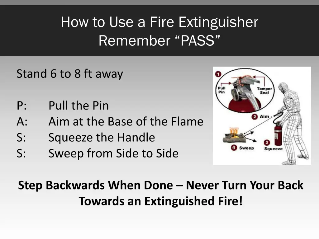 how to use a fire extinguisher remember pass