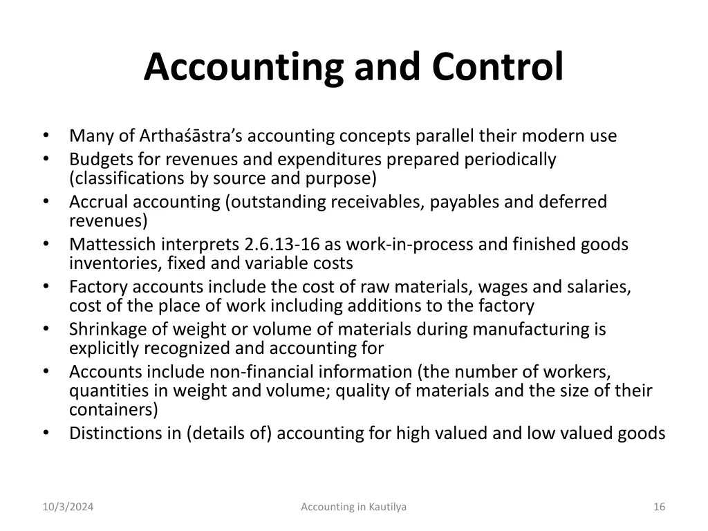 accounting and control