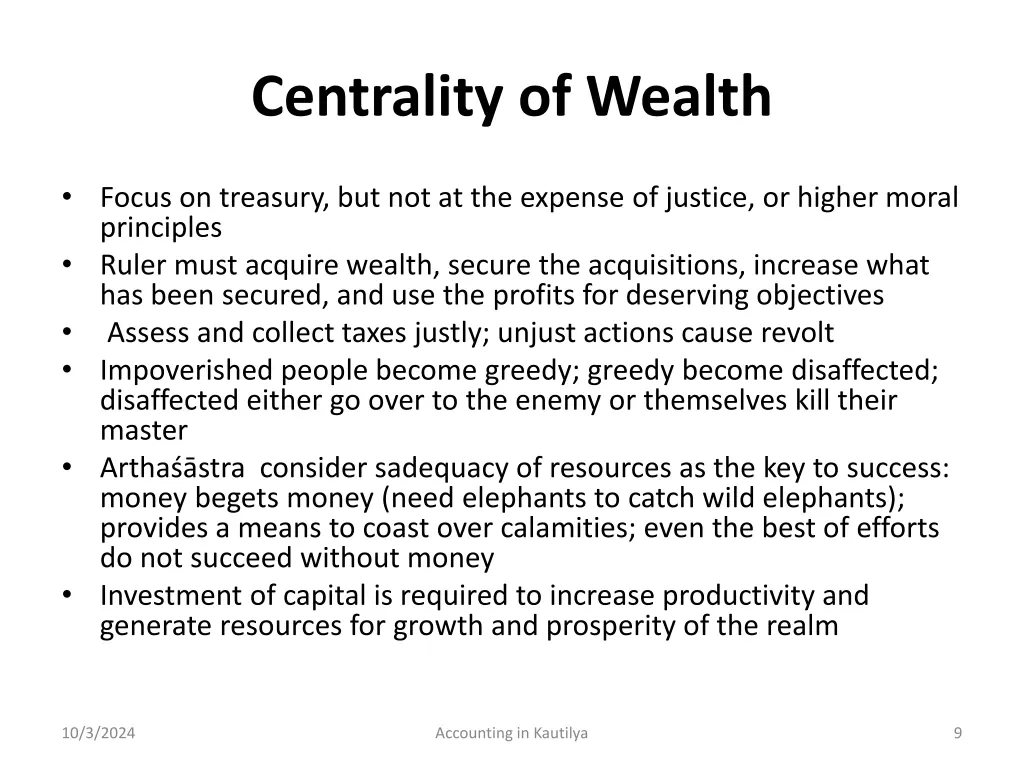 centrality of wealth