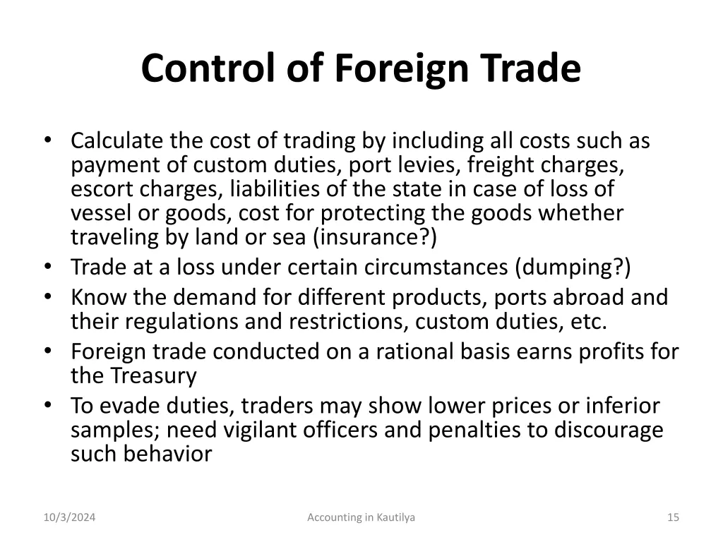 control of foreign trade