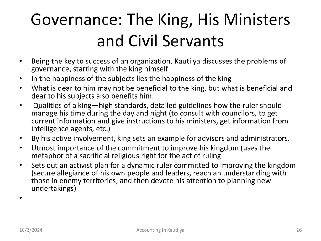 governance the king his ministers and civil