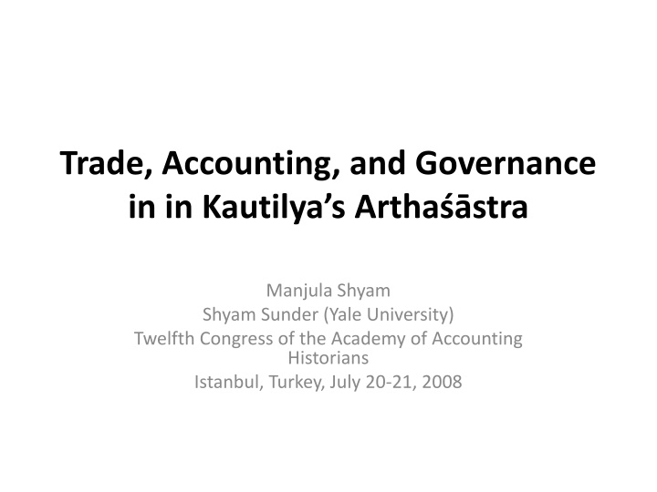 trade accounting and governance in in kautilya