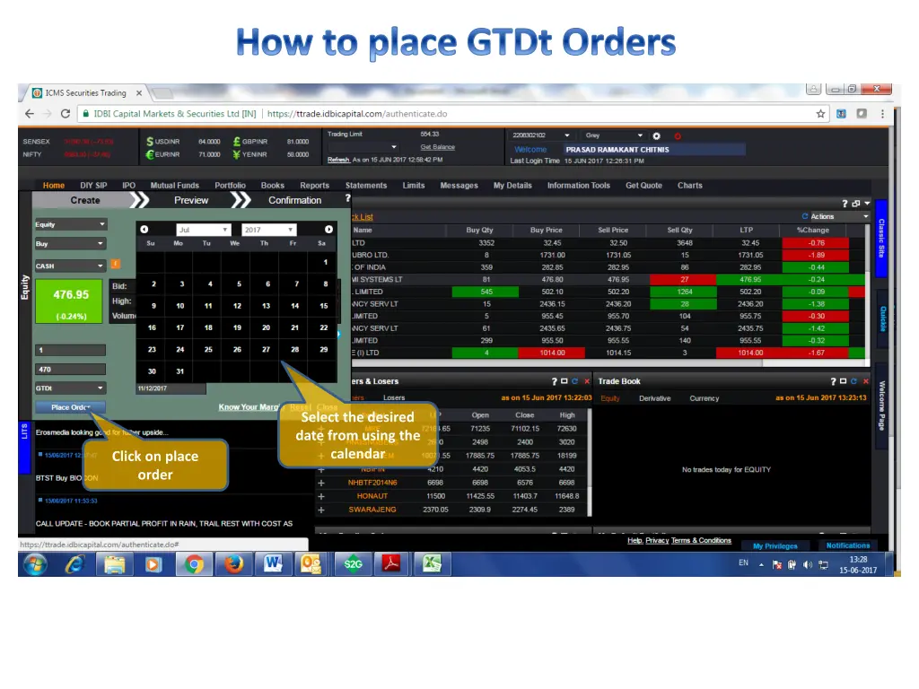 how to place gtdt orders 1