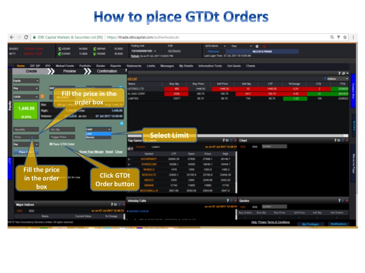 how to place gtdt orders