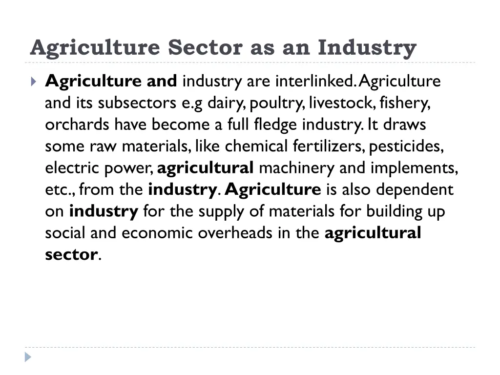 agriculture sector as an industry