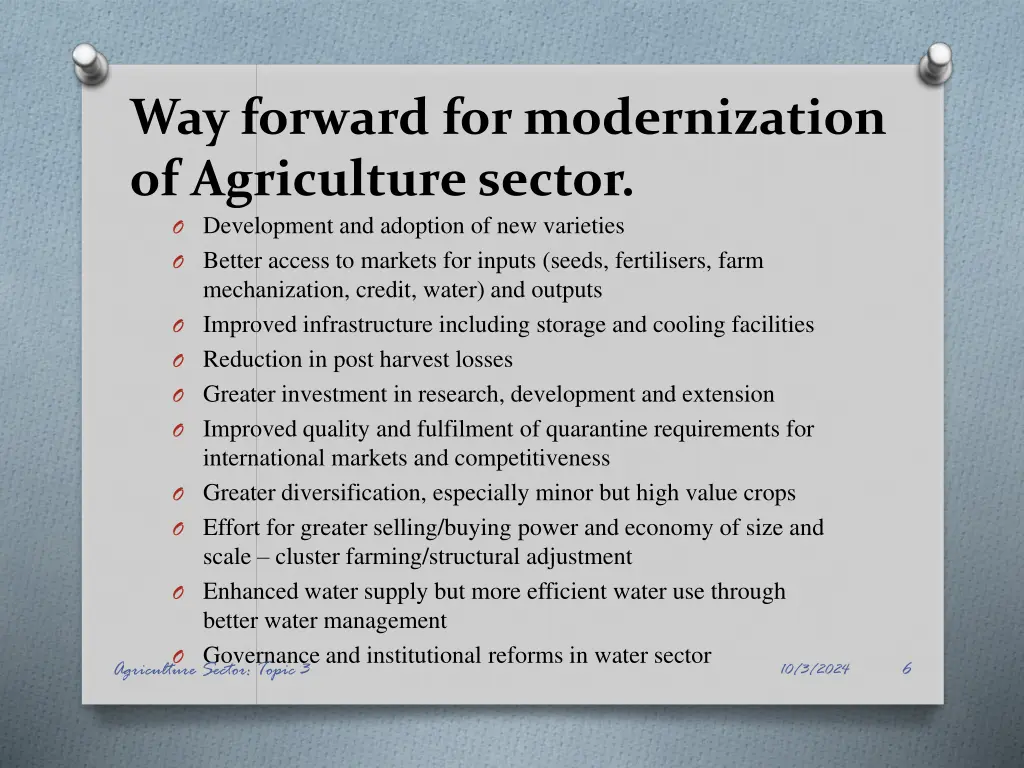 way forward for modernization of agriculture