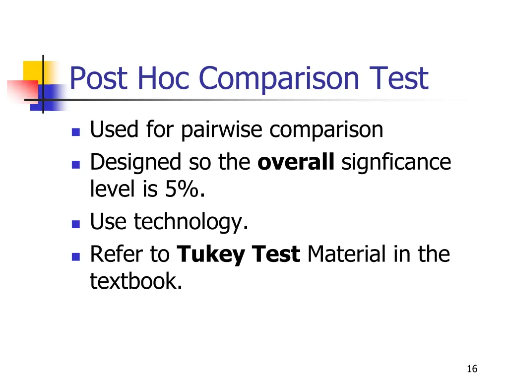 post hoc comparison test