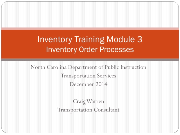 inventory training module 3 inventory order