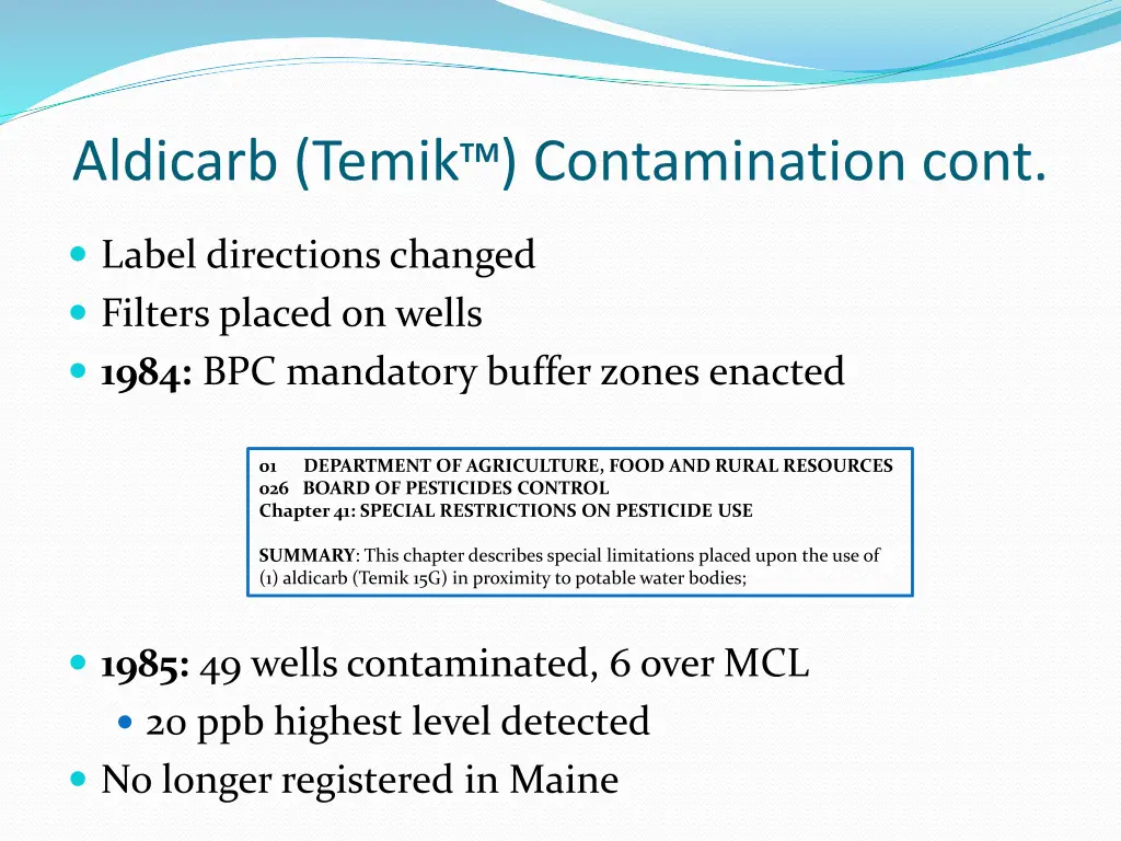 aldicarb temik tm contamination cont