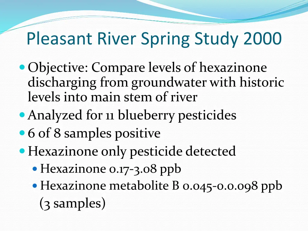 pleasant river spring study 2000