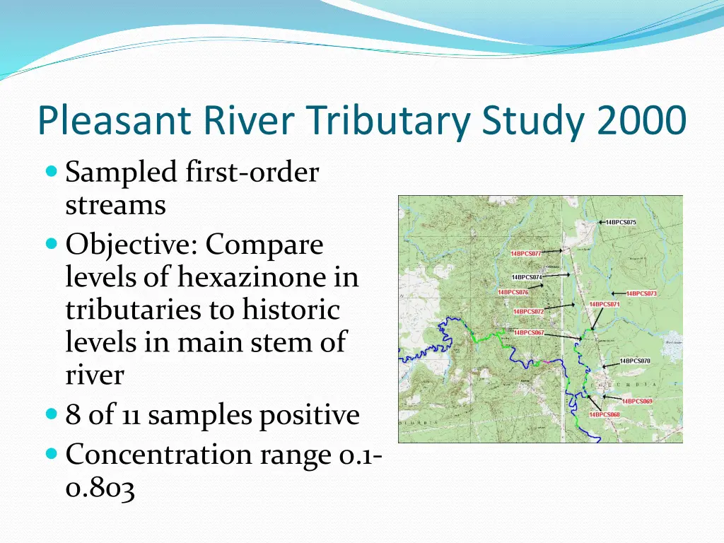 pleasant river tributary study 2000 sampled first